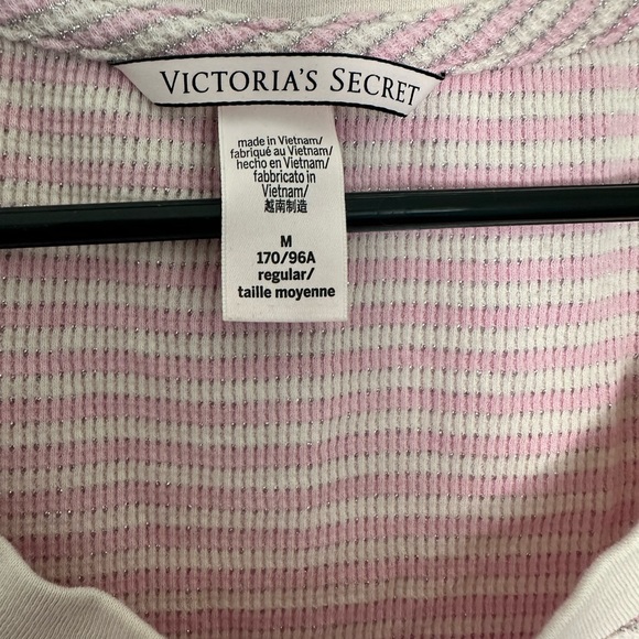 Victorias Secret Pajama Set Medium Striped Pink - Picture 2 of 10